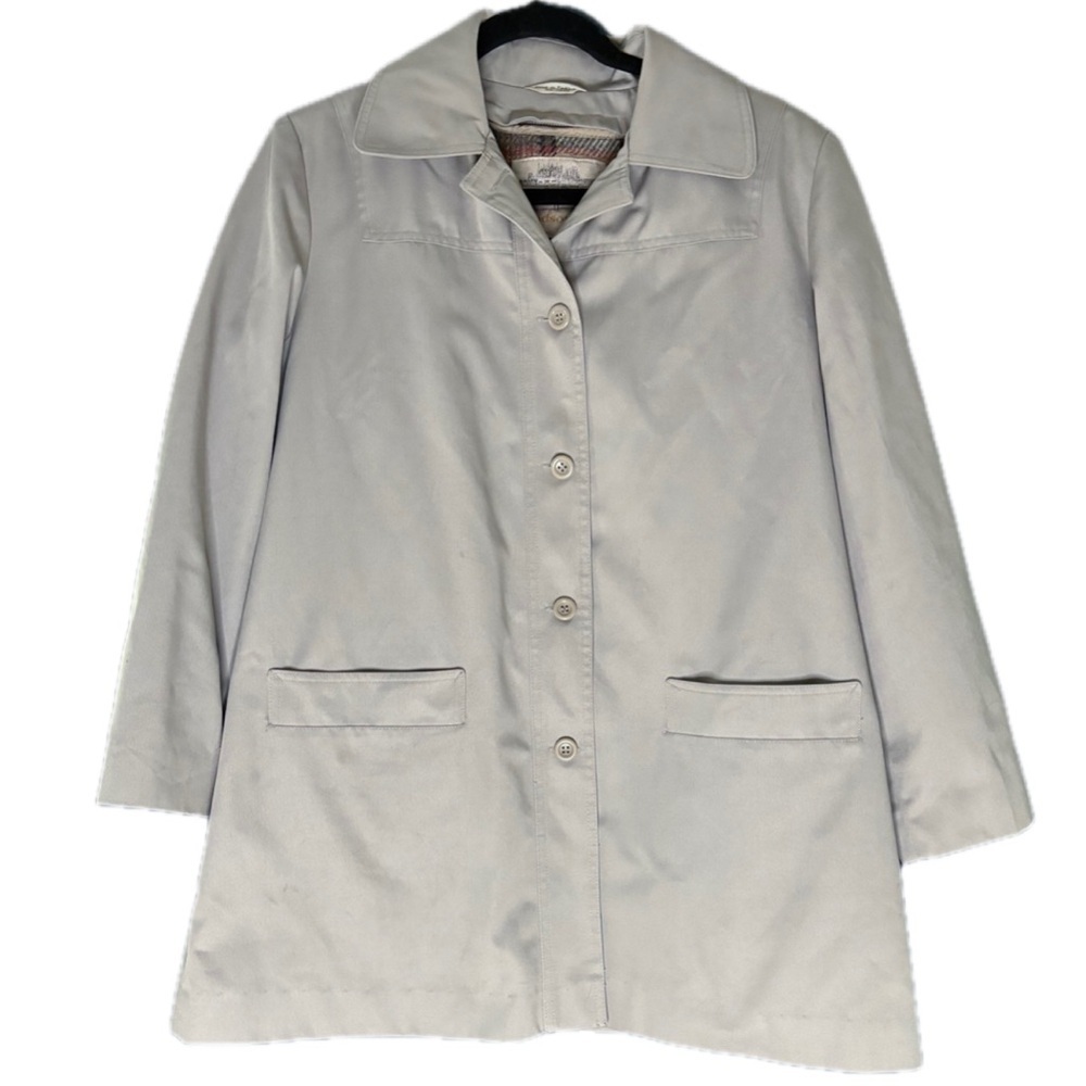 Womens Vintage Light Beige A-Line Jacket Sz 12P Cottagecore Minimalist FLAWED